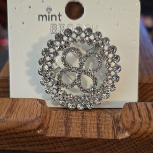 Mint Silver Crystal Brooch